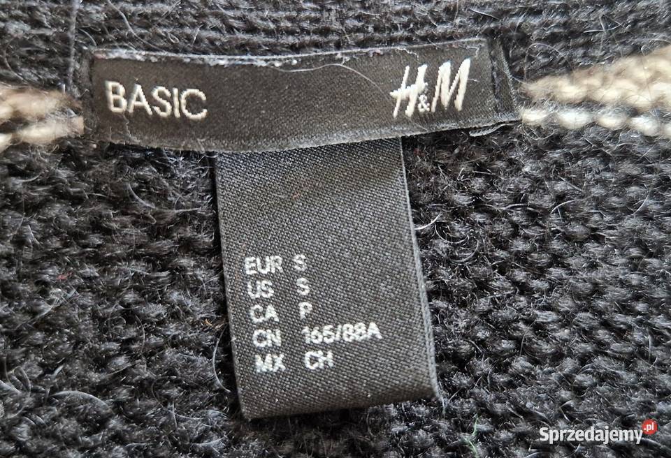 swetr HM basic r 40 L paski biało czarne acryl czarny Kraków sprzedam