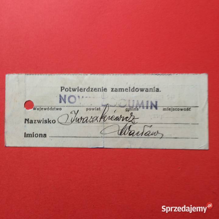 1925 Potwierdzenie Zameldowania Iwaszkiewicz