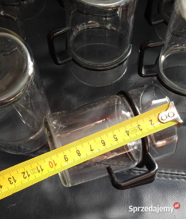 Szklanki Prl z plastikowym uchwytem Nakło nad Notecią