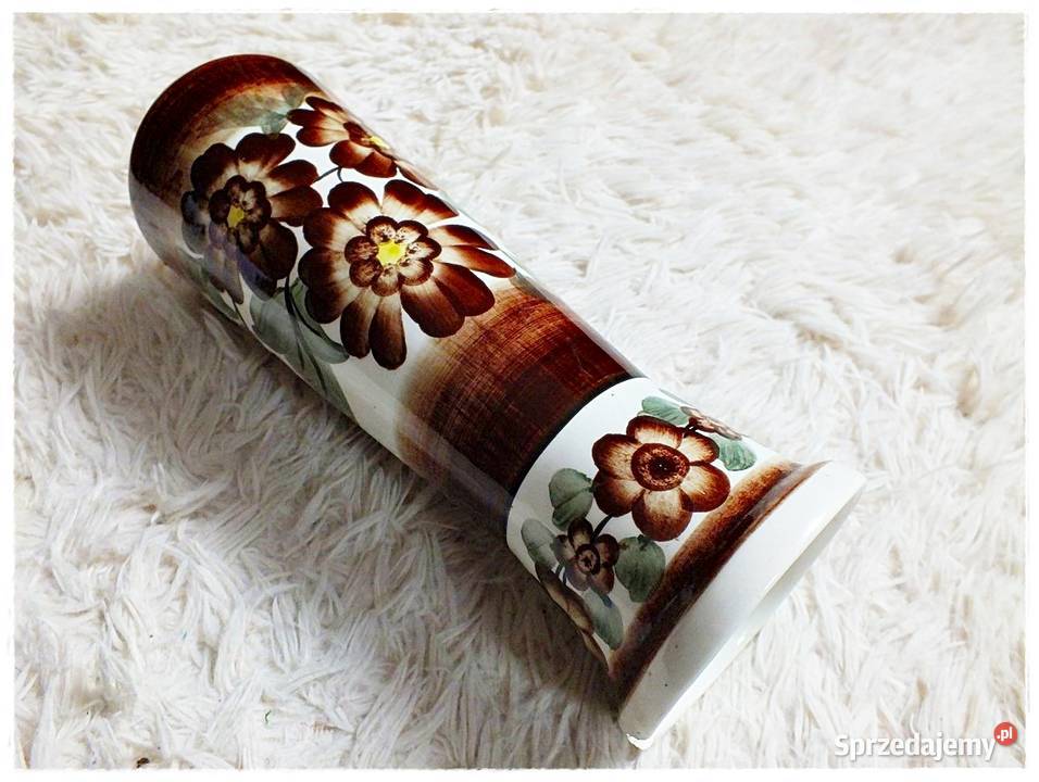 Ręcznie malowany fajansowy wazon Koło lata 6070 lubuskie Żary