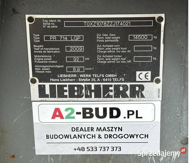 SPYCHARKA MARKI LIEBHERR PR 714 LGP Tuliszków sprzedam