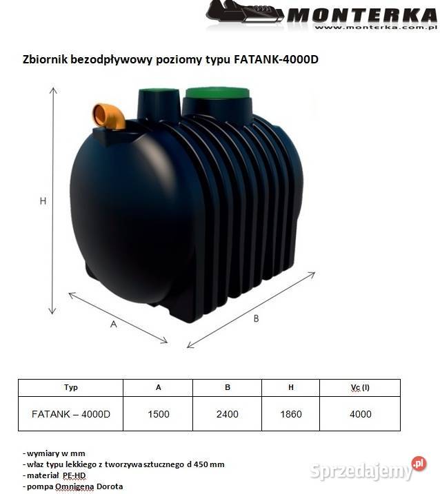 Zbiornik na Deszczówkę 4000 l komplet z Pompą Dom i Ogród Tanowo sprzedam