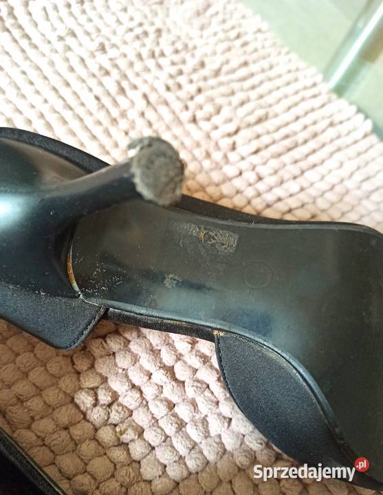 czarne szpilki z różą Czółenka Częstochowa sprzedam