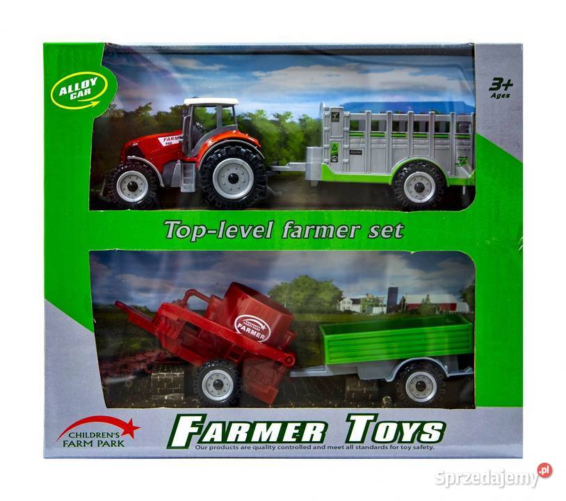 Traktor z wymiennymi przyczepami czerwony Samochody i pojazdy