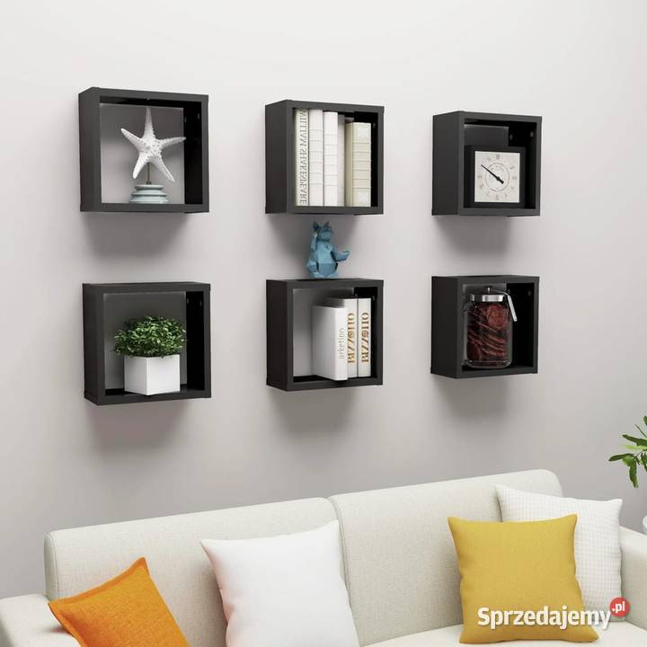 vidaXL Półki ścienne kostki 6 czarne 30x15x30 Warszawa