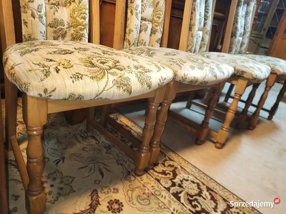 Stylowe solidne krzesła dębowe tapicerowane 6 Sypniewo