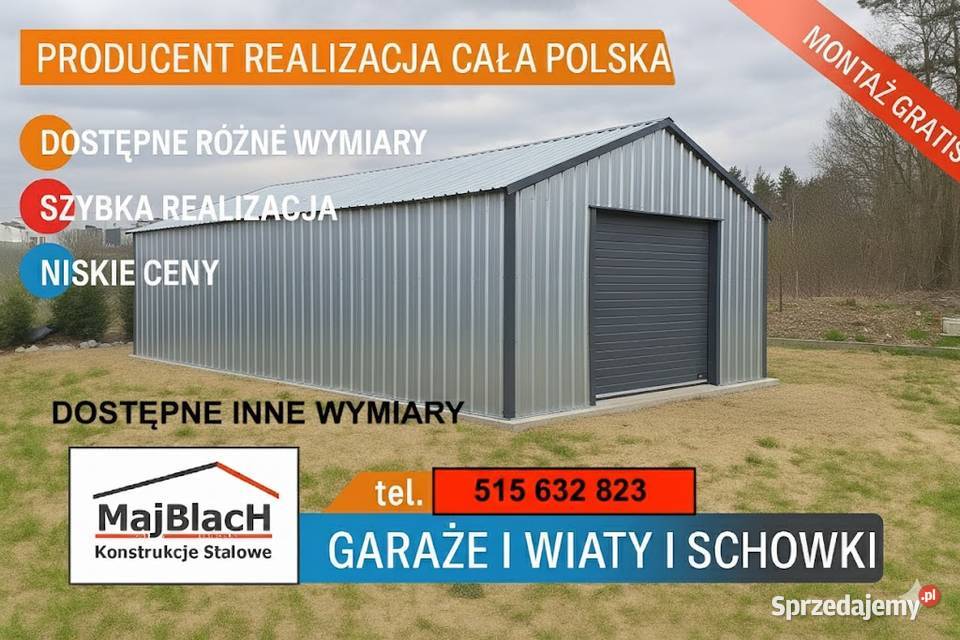 Mały Garaż Blaszany z zadaszeniem bocznym Garaże Końskie