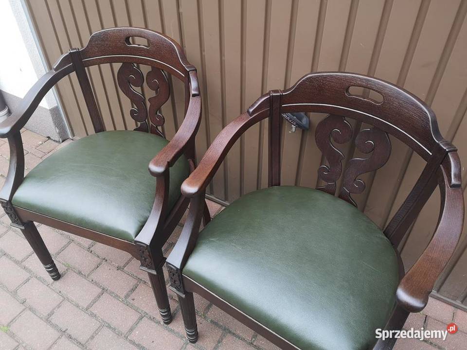 Stary Fotel Krzesło Dębowe Gabinetowe Komplet