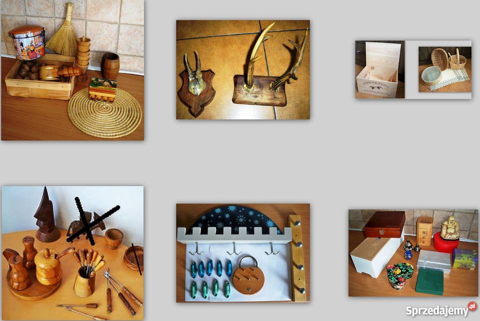 Drewniana skrzynka kosz wieszak poroże inny kolor