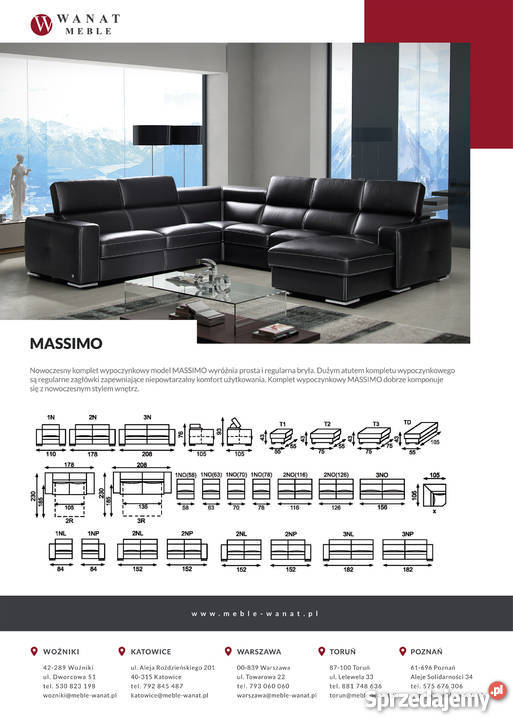 Nowoczesny Narożnik 287x218 SKÓRA NATURALNA Poznań sprzedam