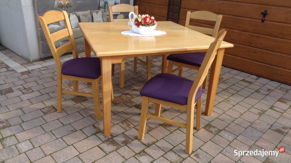 stół dębowy i 4 dębowe krzesła Mielnica Duża