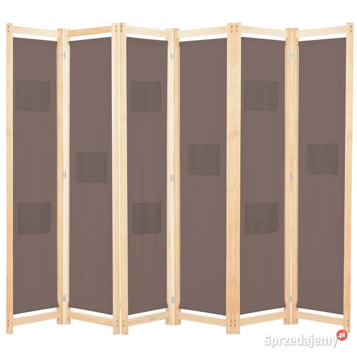 Parawan 6panelowy brązowy 240 x 170 x 4 tkanina Pozostałe Warszawa