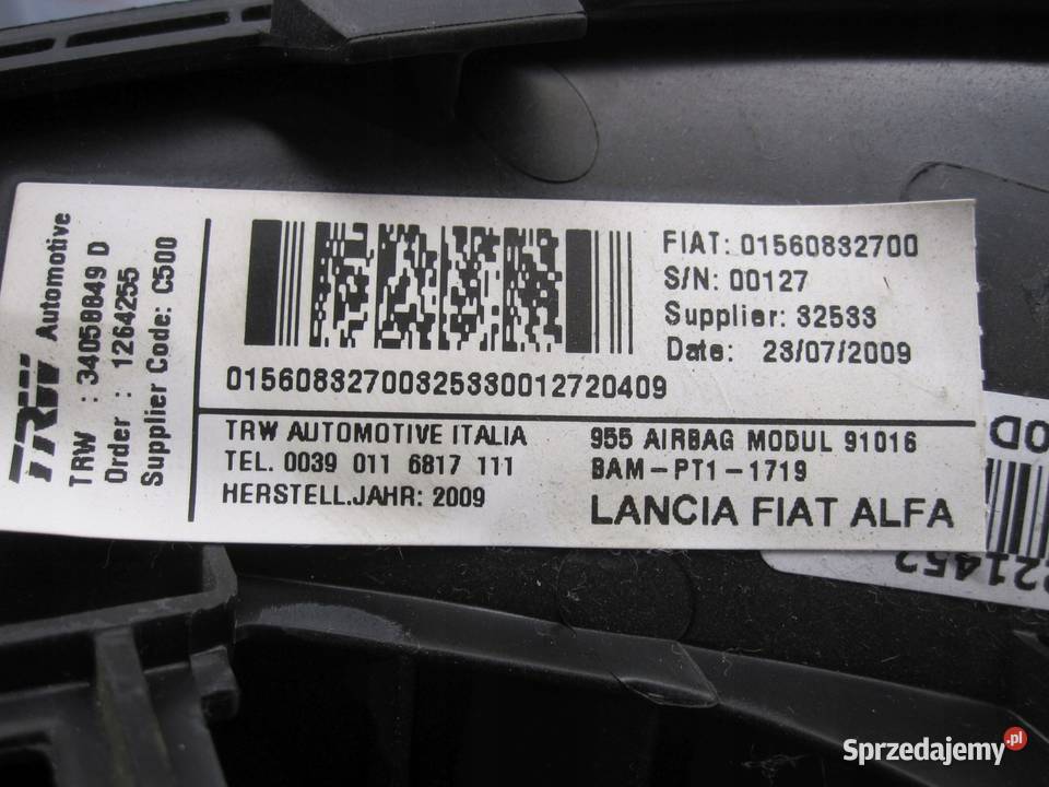 ALFA ROMEO MITO 09r AIRBAG poduszka pasażera osobowe Kielce