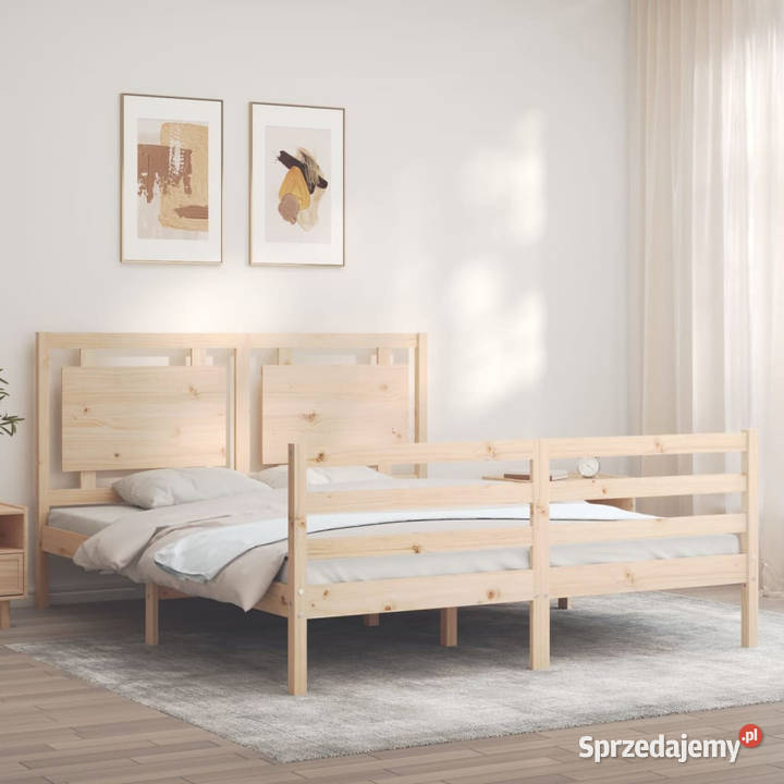 Rama łóżka z wezgłowiem lite drewno WM3194056 Warszawa