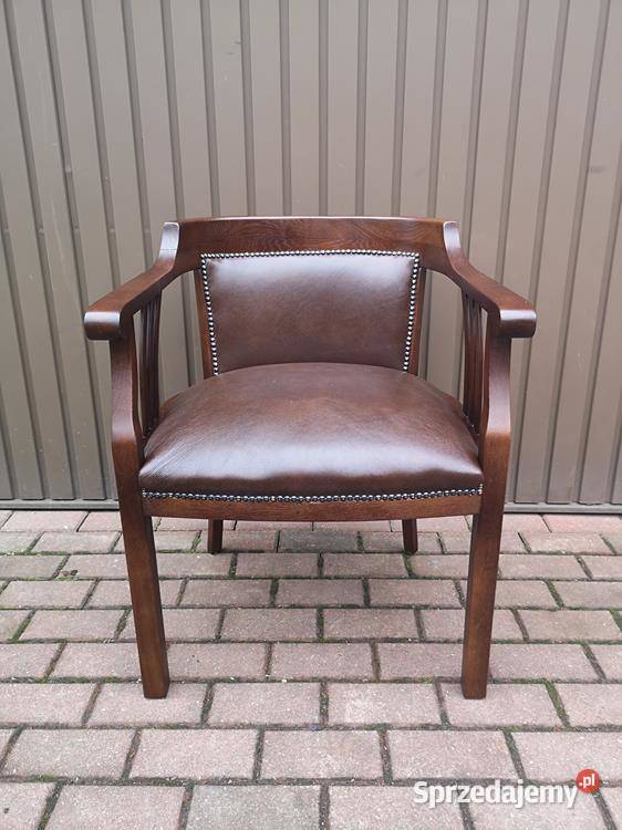Stary Fotel Krzesło Dębowe Gabinetowe Antyk