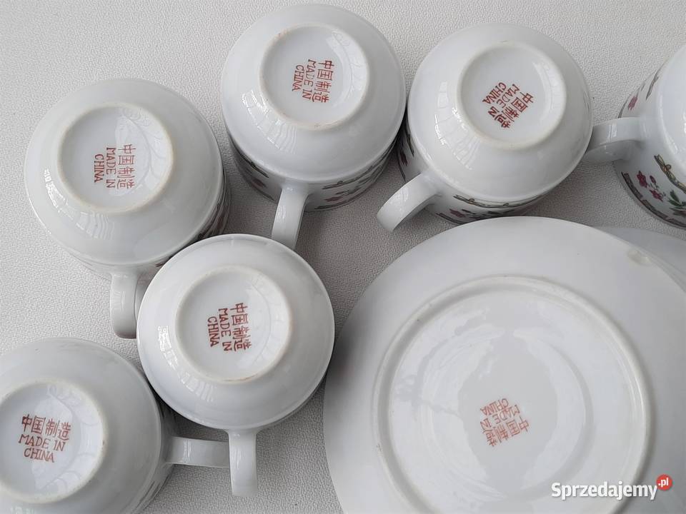 Stare filiżanki sygnowane 6 stara porcelana Łódź