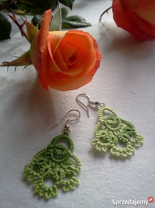 Kolczyki Frywolitkowe Wiśniowa sprzedam