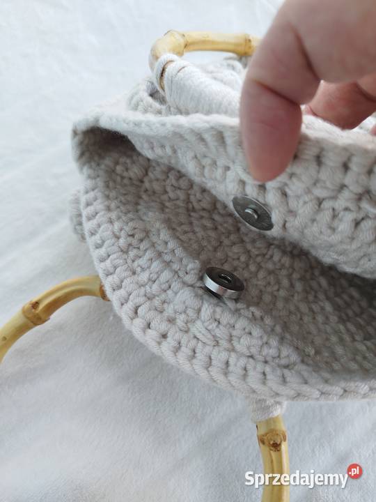 Torebka crochet z bambusowymi uchwytami Piwonia Piotrków Trybunalski sprzedam