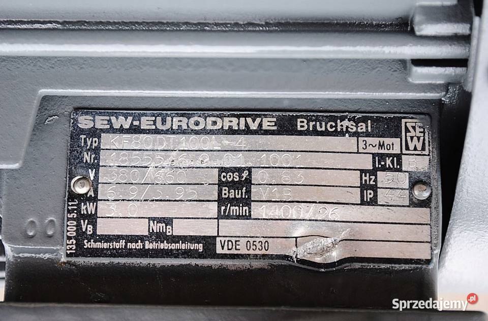 Motoreduktor kątowy 3kw 26obrmin Firmy SEW lubuskie Kargowa sprzedam
