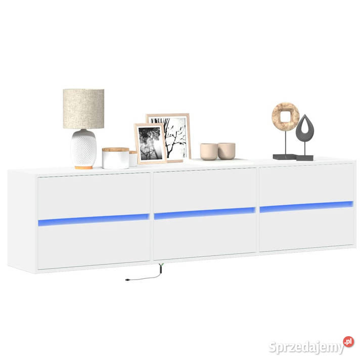 Ścienna szafka pod TV z LED biała 180x31x45 Warszawa