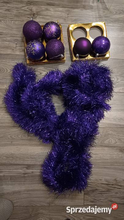 Zestaw duże fioletowe bombki łańcuch 6 bombek 2 fioletowy Boże Narodzenie opolskie Opole