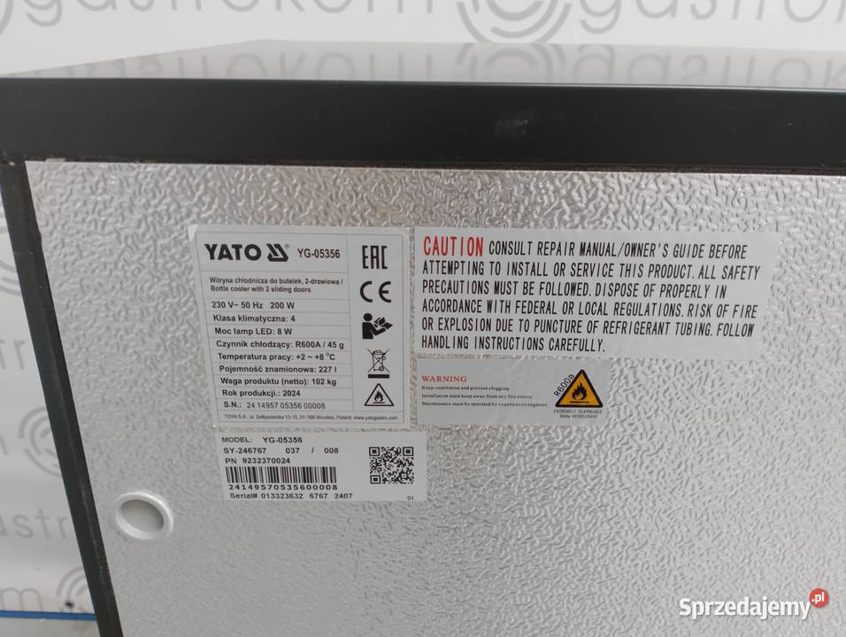 Witryna chłodnicza 2drzwiowa Yato YG05356 Wrocław