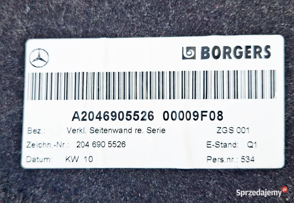 MERCEDES W204 BOCZEK BAGAŻNIKA LEWY W204 SEDAN Karoseria Radom