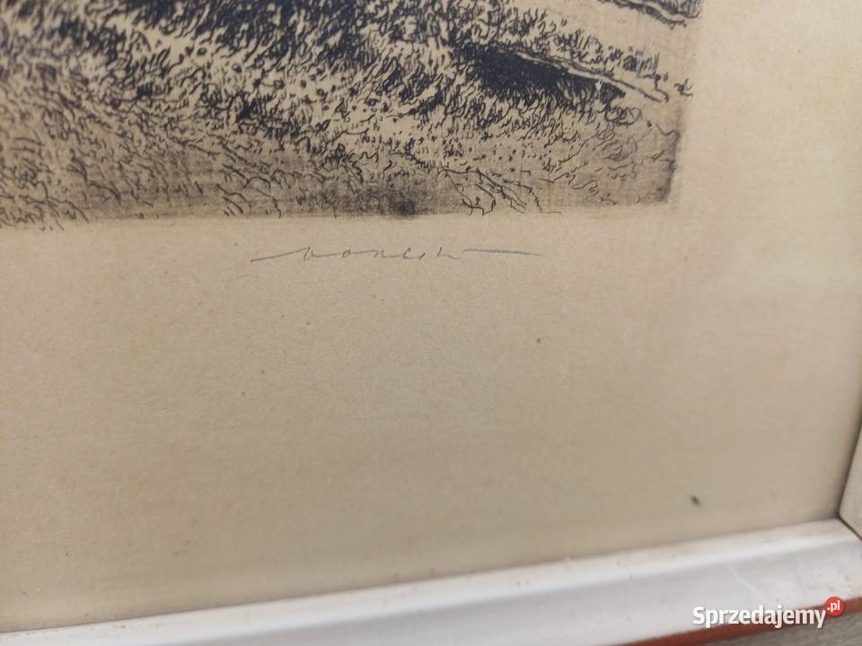 Stara 100 lat grafika sygnowana Antyki, Sztuka, Kolekcje Lubań