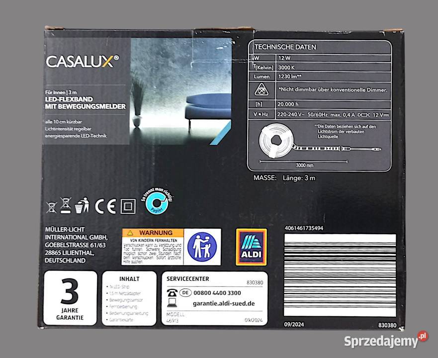 Casalux Taśma elastyczna LED z czujnikiem ruchu żółty Dom i Ogród