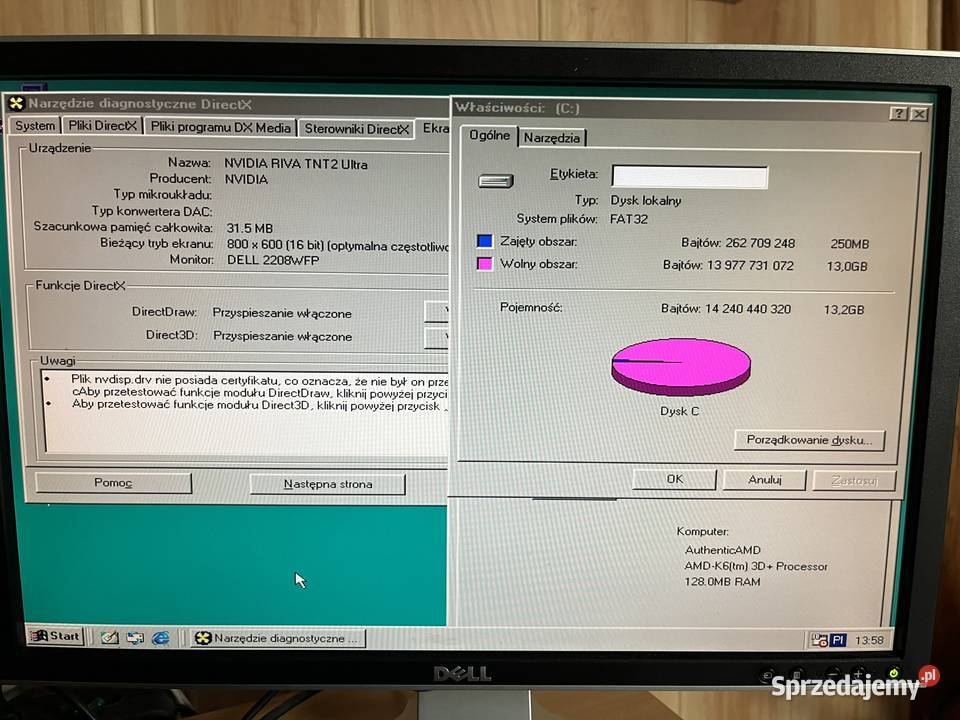 Zabytkowy komputer PC AT AMD K6III 400MHz Brzana sprzedam