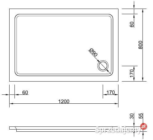 Brodzik 120x80 akrylowy prostokątny płaski Heron Szczecin sprzedam