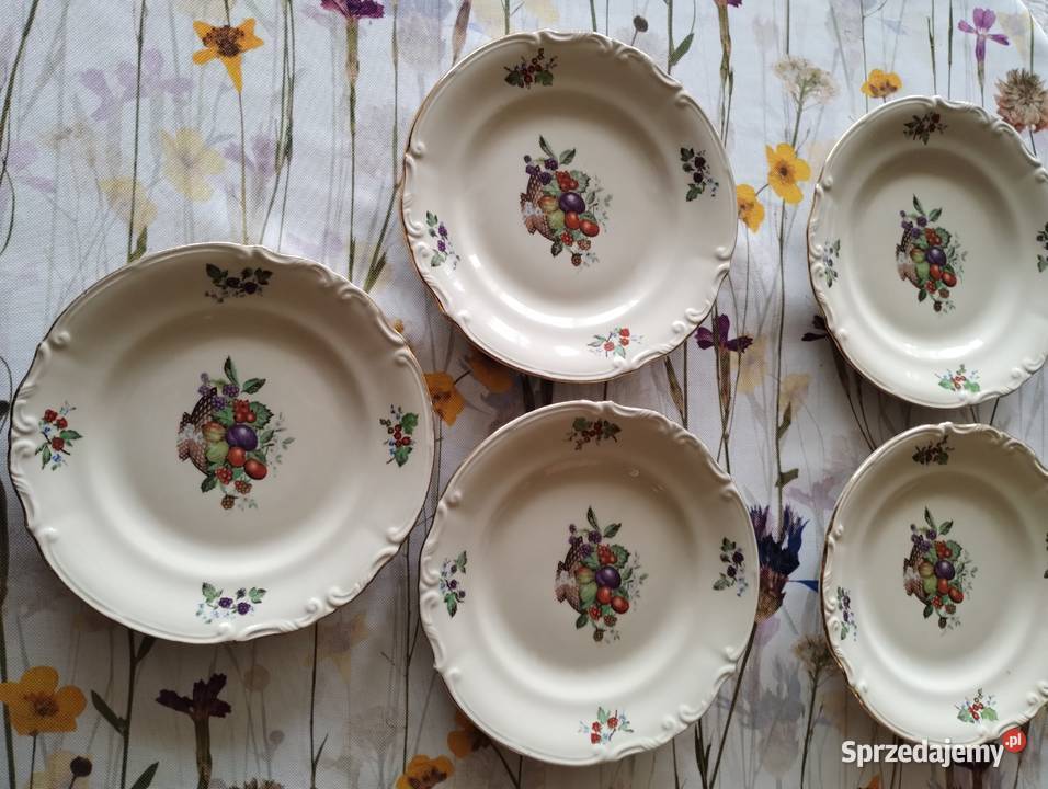 PRL talerze deserowe Tułowice 5 owoce Łódź