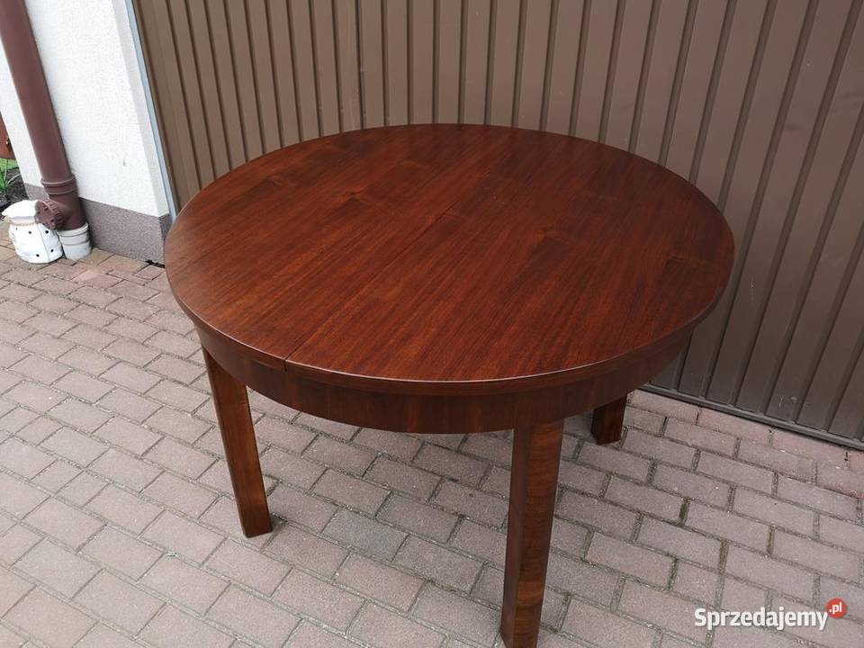 Stół ArtDeco Okrągły Orzech 110 Zgrabny Antyk Swarzędz
