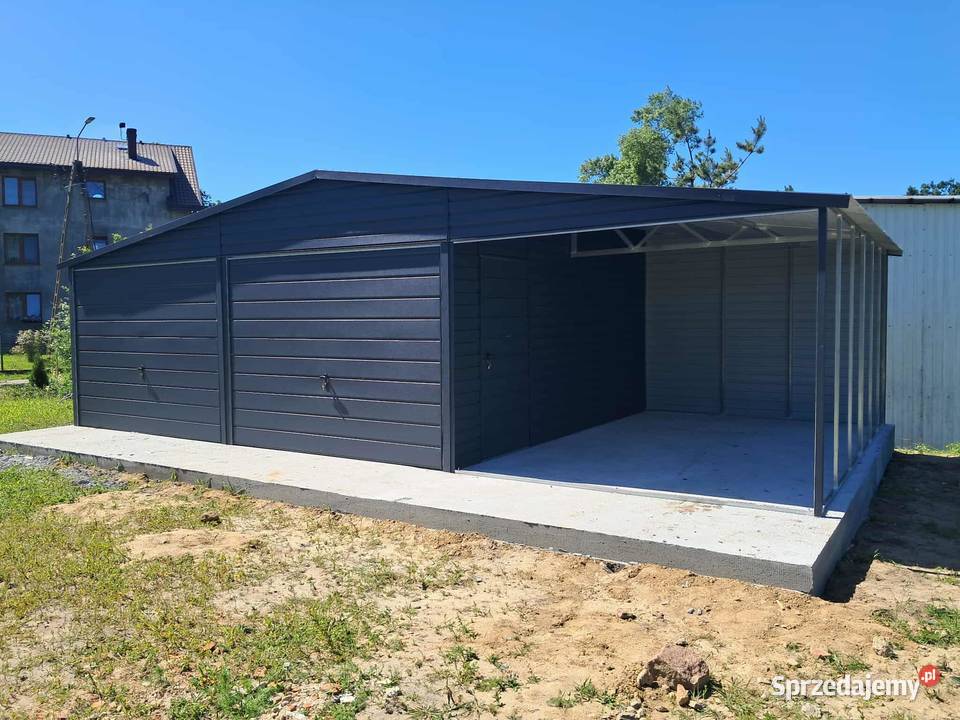 Garaż blaszany wiata Wzmocniony profilami Mińsk Mazowiecki