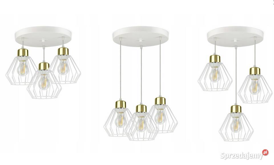 LAMPA SUFITOWA żyrandol biała złota GOLD Oświetlenie podlaskie Choroszcz