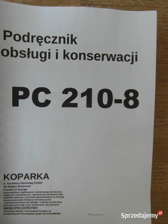 dtr instrukcja obsługi koparka komatsu pc2108 i Szczecin