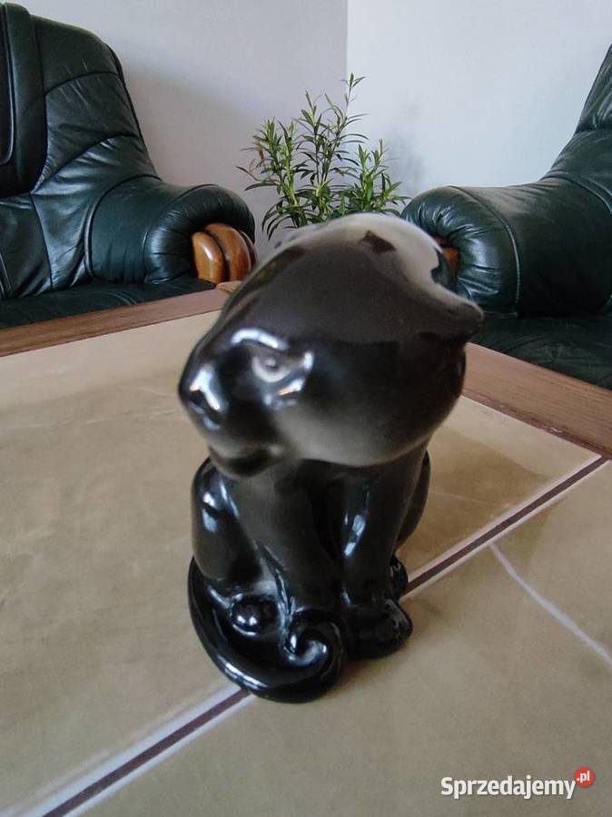 Figurka porcelanowa Czarną pantera LFZ Łomonosow Janów Lubelski