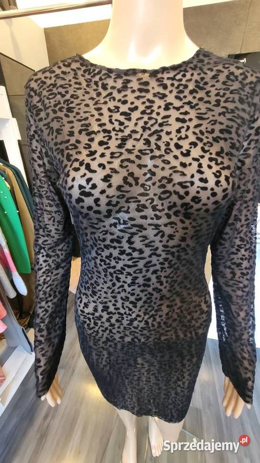 MISSGUIDED CZARNA PROSTA SUKIENKA PRZEŚWITUJĄCA Kalisz