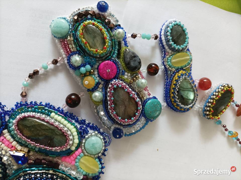 Duży okazały naszyjnik z kamieni labradoryty Częstochowa sprzedam