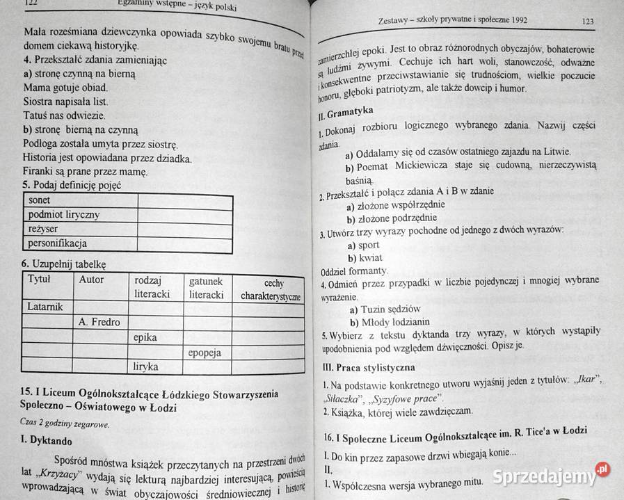 Egzaminy do szkół średnich Język polski S miękka Chełm sprzedam