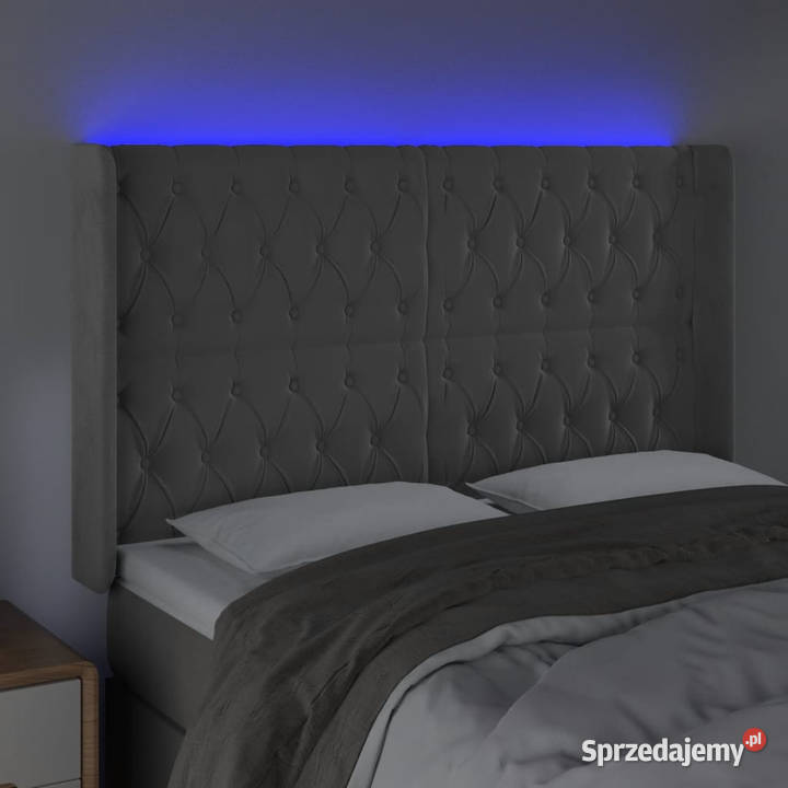 Zagłówek do łóżka z LED jasnoszary 147x16x118128 Warszawa