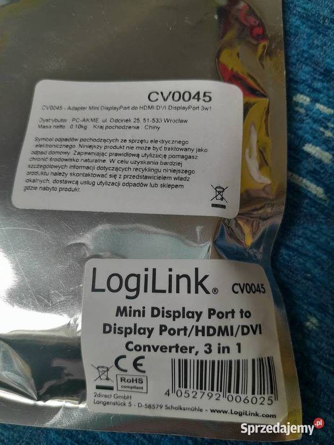 Adapter LogiLink miniDisplayPort HDMIDVIDP 3w1 Pozostałe Wieliczka