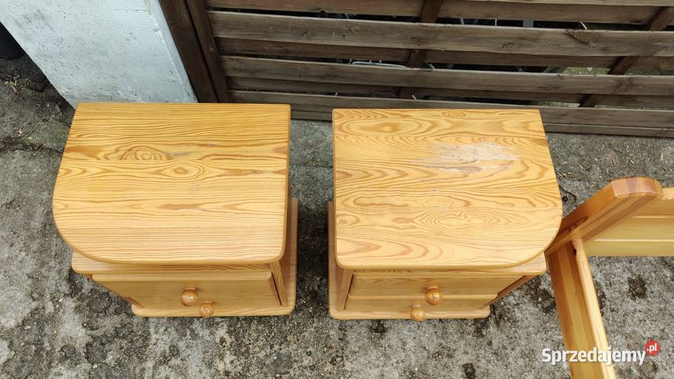Łoże 160x200 2 x szafka nocna sosnowe drewniane mazowieckie Warszawa