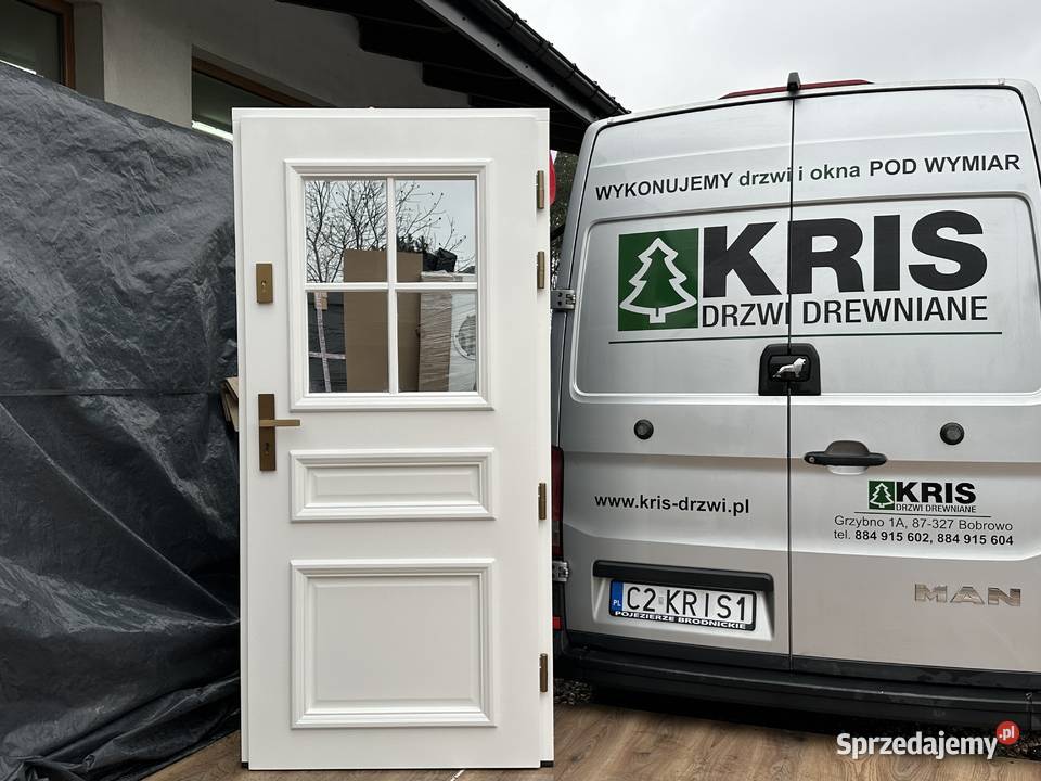 Drzwi drewniane zewnętrzne RĘKI ANGIELSKIE BIAŁE Brodnica
