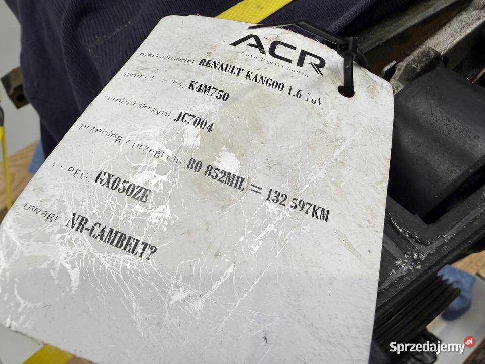 DÓŁ SILNIKA Renault Kangoo 16 16V K4M750 blok Rudka sprzedam