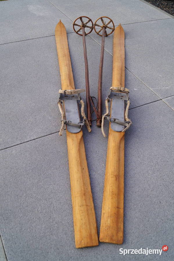 Stare narty jesionowe 177 z kijkami
