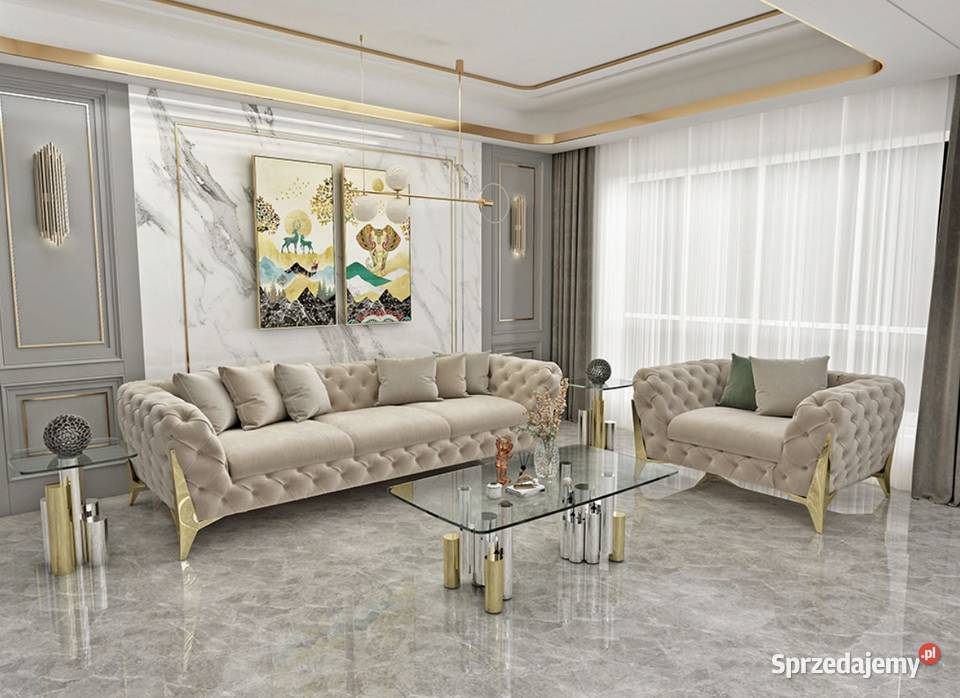 Ława 130 nowoczesna srebrna złota Glamour Nowy Sącz