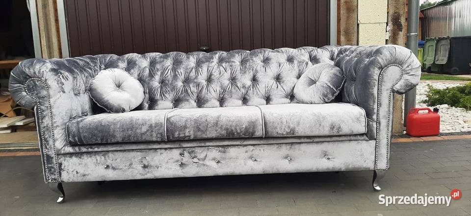 Piękna sofa kanapa chesterfield mat gloos velvet glamour