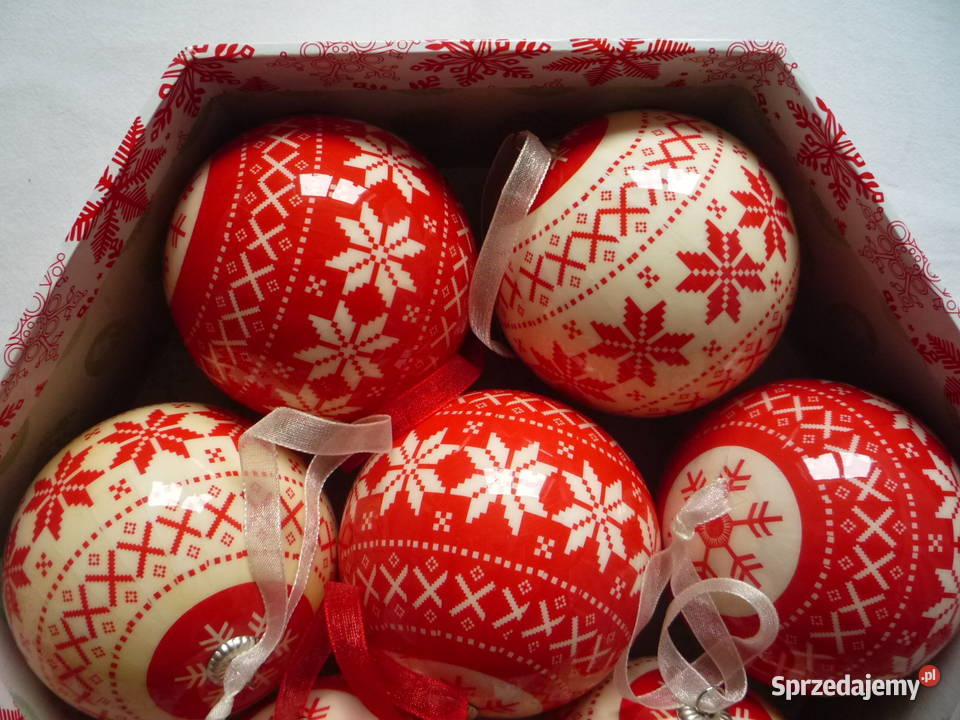 2 opakowania Bombki choinkowe czerwone wzór