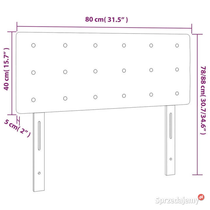 Zagłówek do łóżka z LED czarny 80x5x7888 aksamit Warszawa